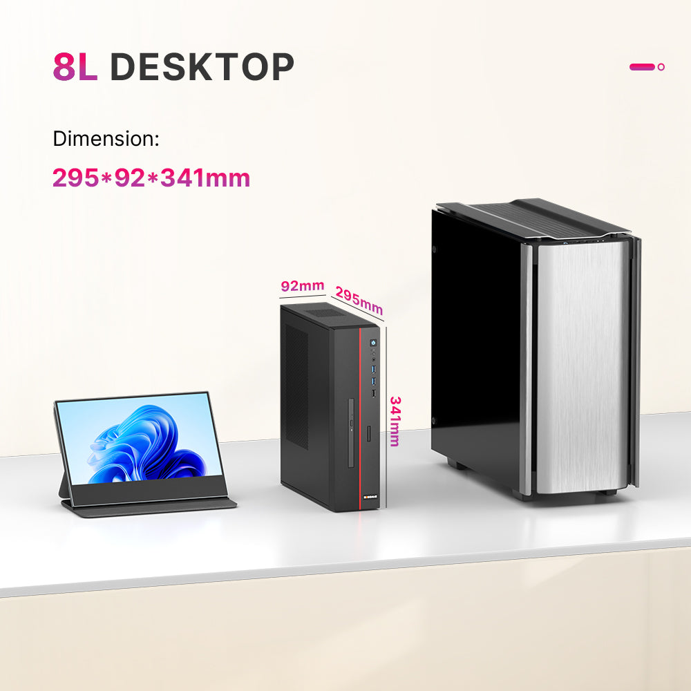 VX40 Tower Desktop Computer,8L Compact Case, Intel Core i5-12450H, 8GB DDR4 1TB NVMe SSD,4K Dual Display, WiFi 6