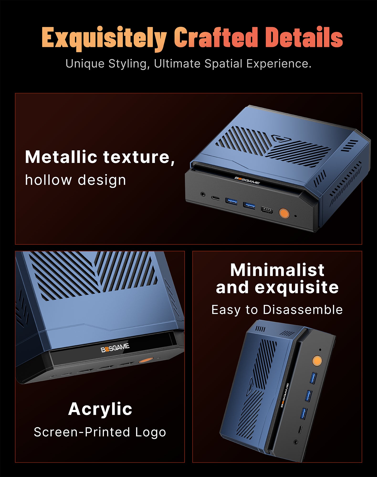 Bosgame VTI-490, Intel 358H, Intel Arc B390 GPU, 64GB LPDDR5X 9600MHz 1TB PCIe4.0 SSD,Oculink
