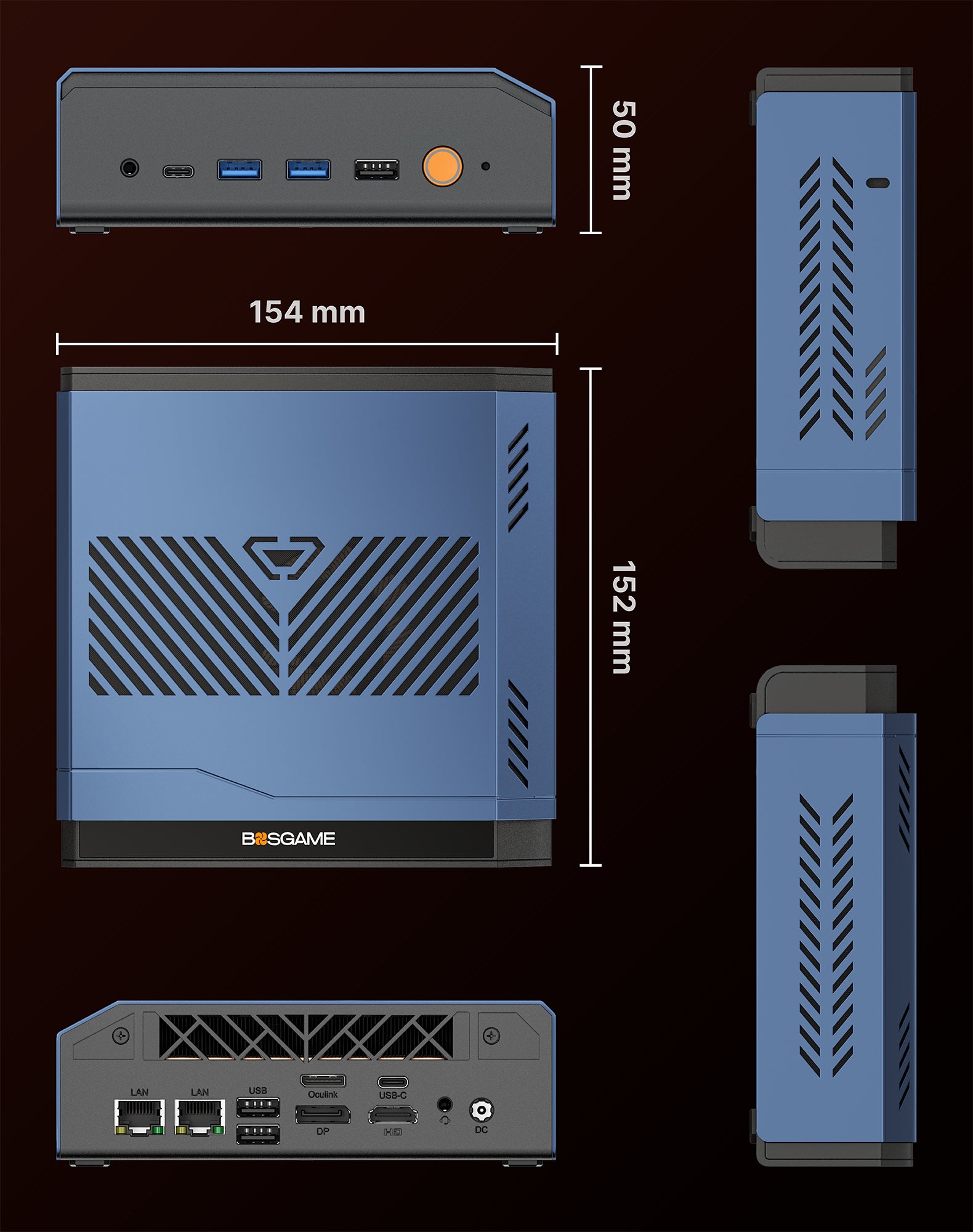 Bosgame VTI-490, Intel 358H, Intel Arc B390 GPU, 64GB LPDDR5X 9600MHz 1TB PCIe4.0 SSD,Oculink