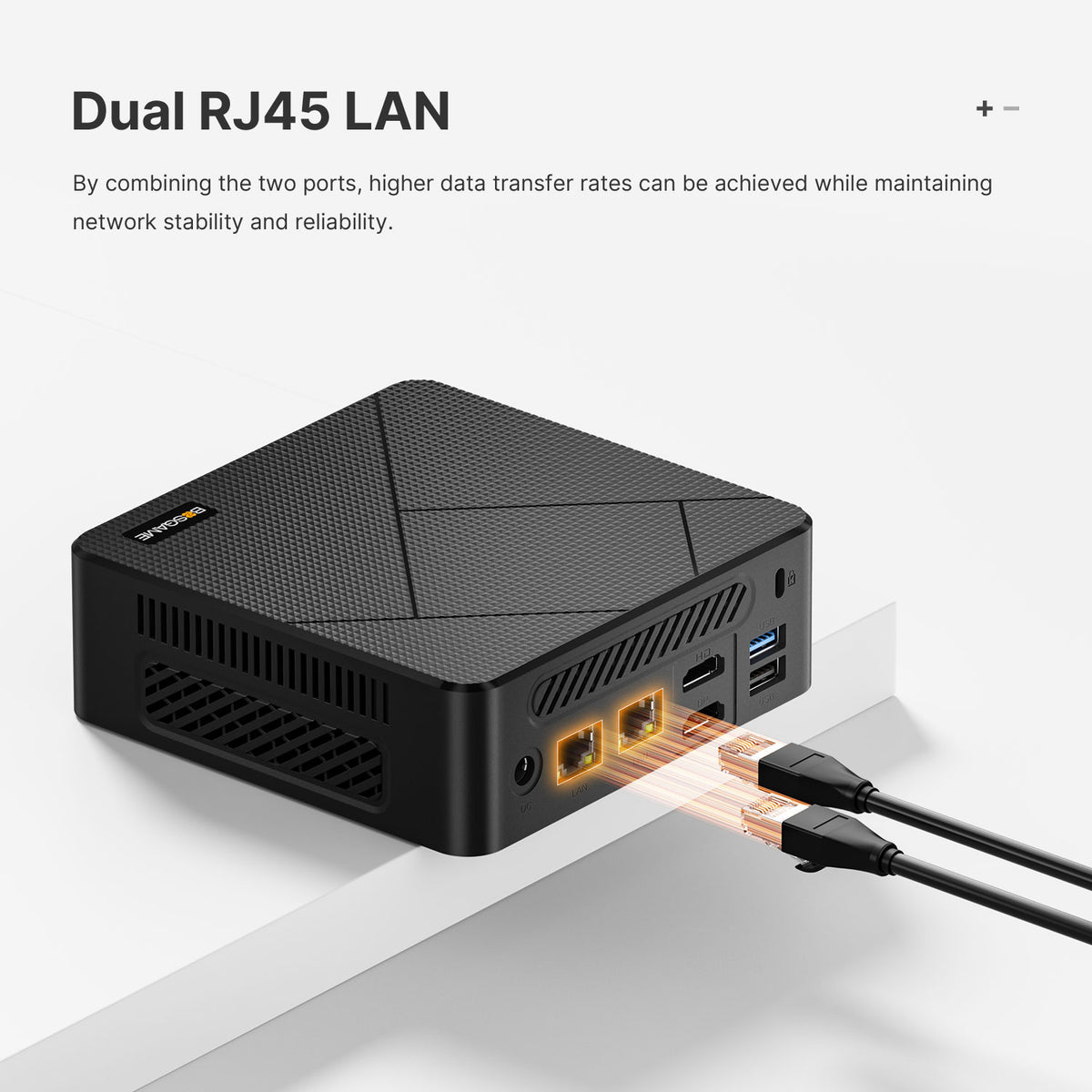 BOSGAME E4 Air Mini PC Ryzen 5 3500U 8GB DDR4 256GB SATA SSD Dual RJ45 LAN 4K Triple Display