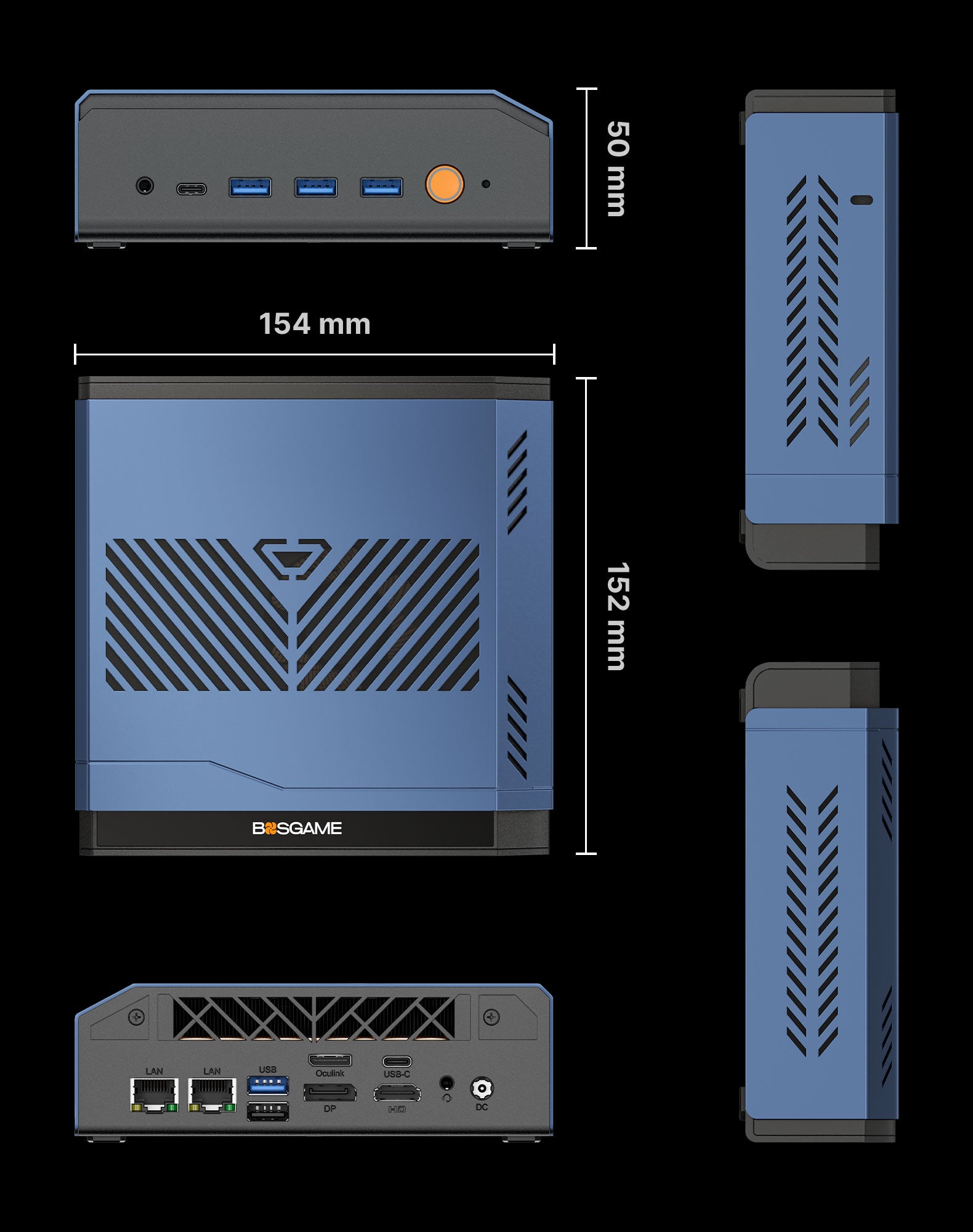 BOSGAME M6 HX370 AI PC RADEON 890M 32GB DDR5 1TB PCIe 4.0 SSD Mini PC