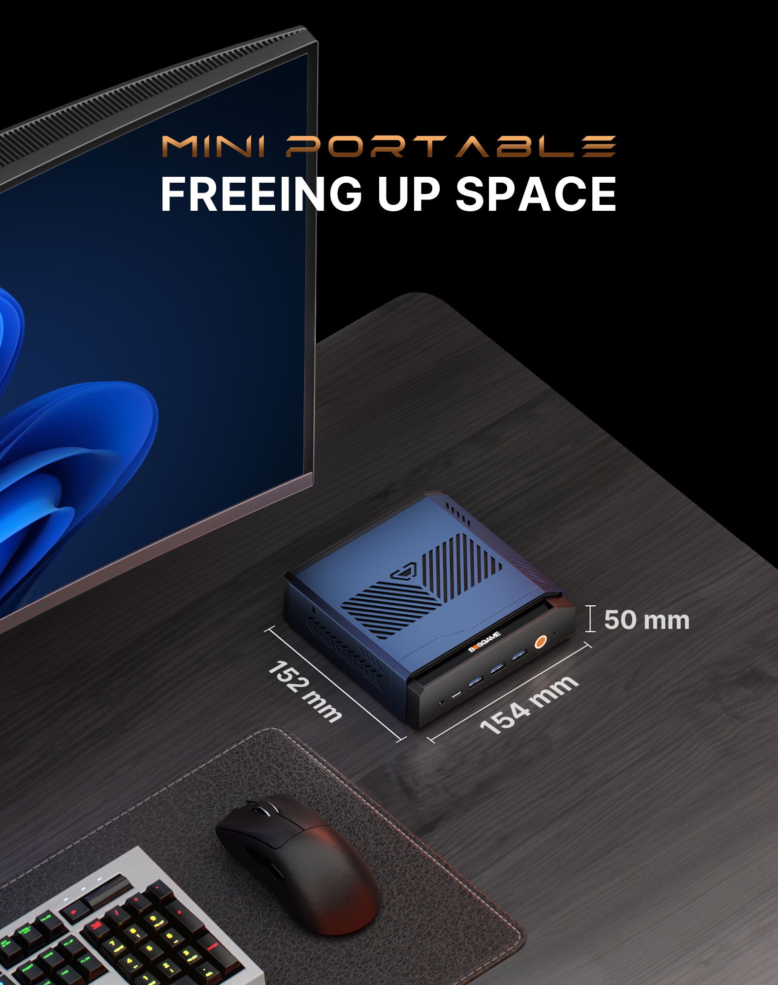 BOSGAME M6 HX370 AI PC RADEON 890M 32GB DDR5 1TB PCIe 4.0 SSD Mini PC