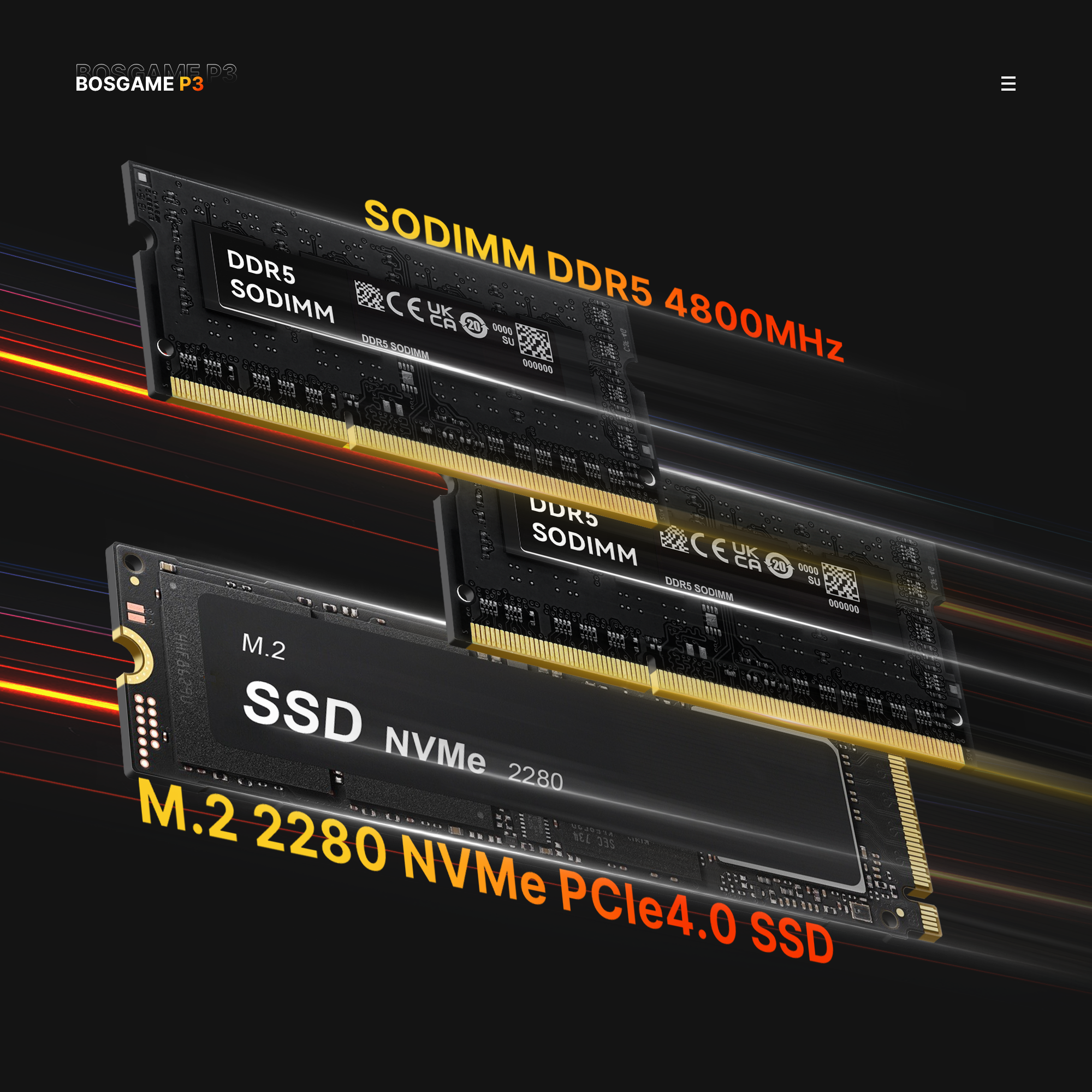 BOSGAME Mini Gaming PC P3Lite, AMD Ryzen 7 6800H 24GB DDR5 1TB NVMe SSD