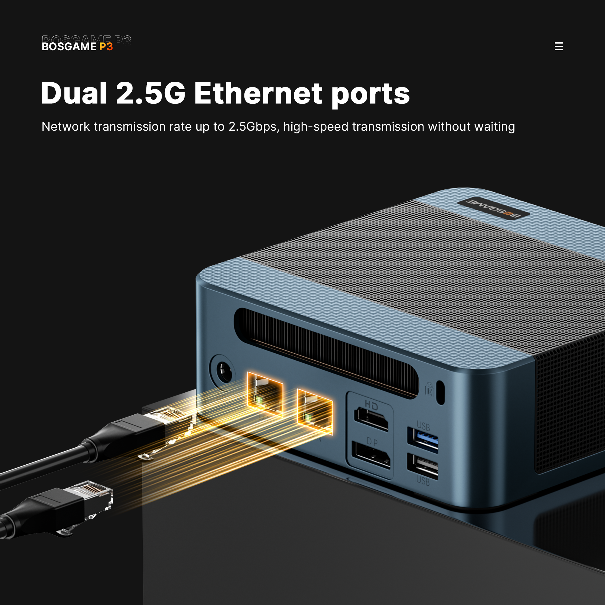 BOSGAME Mini Gaming PC P3Lite, AMD Ryzen 7 6800H 24GB DDR5 1TB NVMe SSD