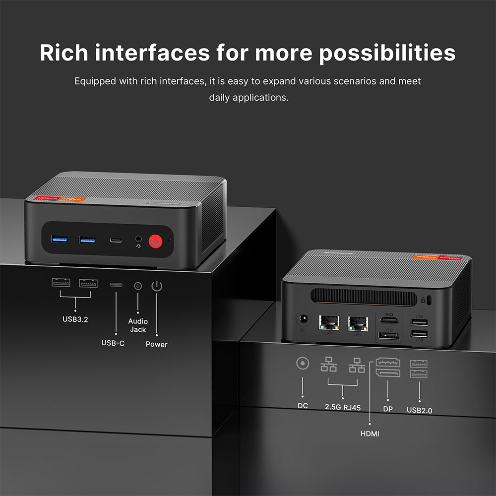 BOSGAME Mini pc P4 Ultra AMD Ryzen 7 7730U 16GB DDR4, 1TB NVMe PCIe SSD ,Dual 2.5G LAN, Wi-Fi 6E, BT5.2, 4K Triple Display