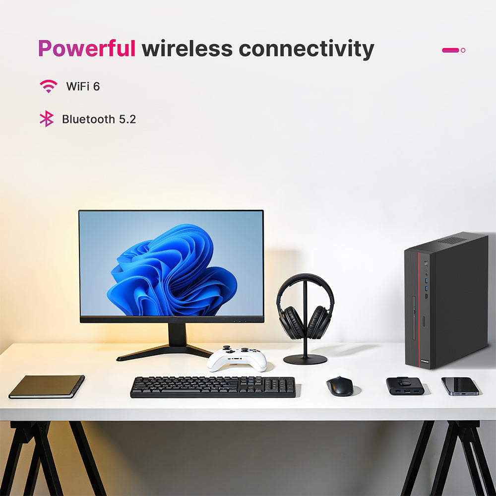 VX40 Tower Desktop Computer,8L Compact Case, Intel Core i5-12450H, 8GB DDR4 1TB NVMe SSD,4K Dual Display, WiFi 6