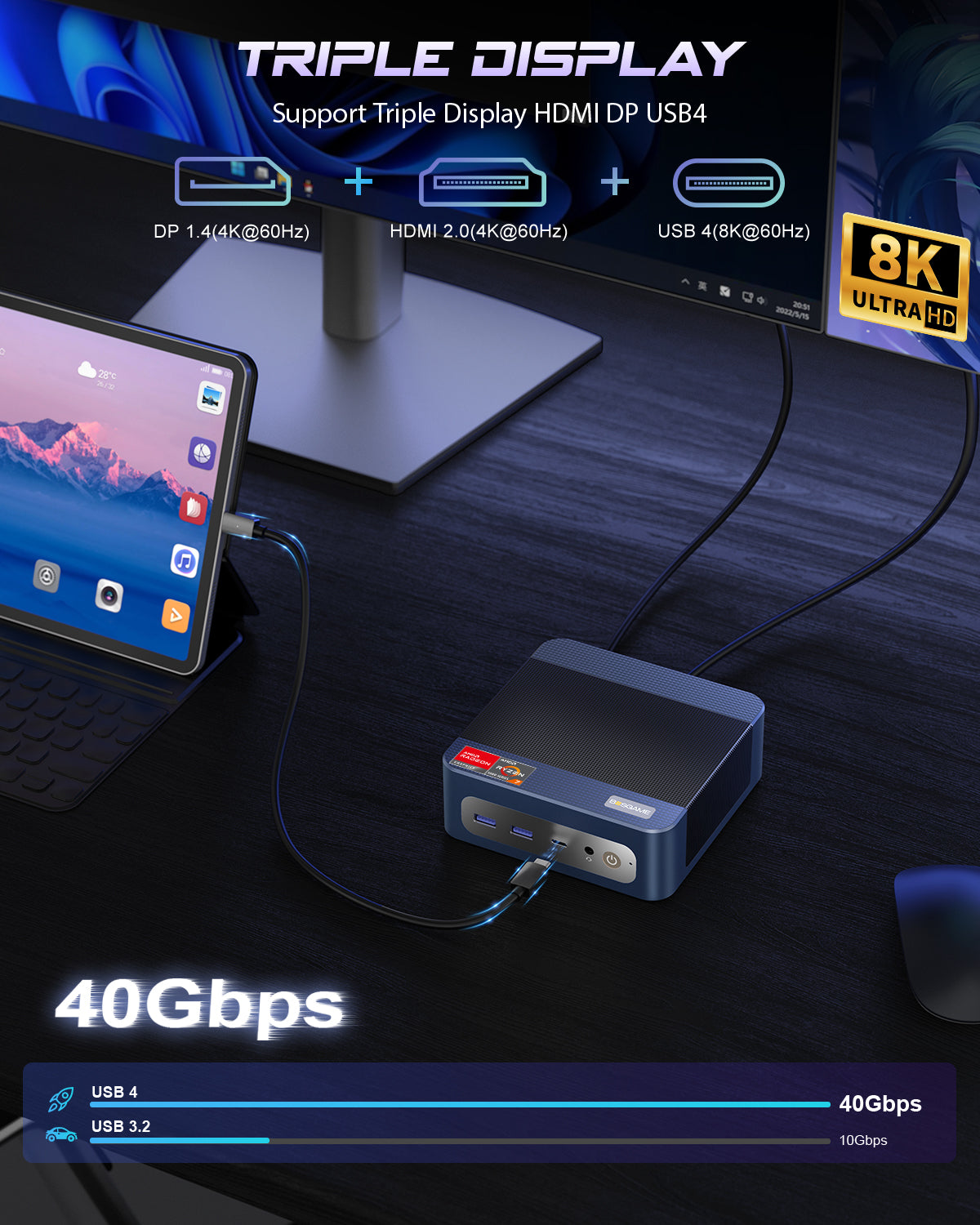 BOSGAME P3 Mix Mini PC - AMD Ryzen 5 7640HS Processor