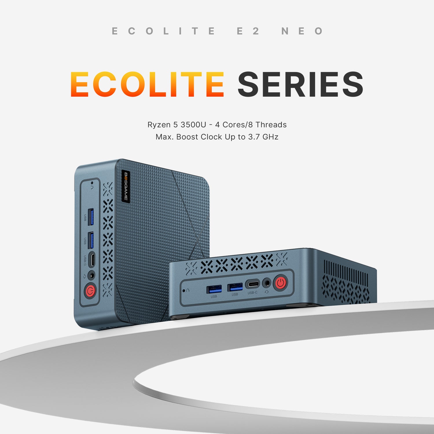 BOSGAME E2 NEO Mini PC  AMD Ryzen 5 3500U (up to 3.7GHz), 16GB DDR4 RAM 512GB NVMe SSD, 4K Triple Display via Dual HDMI & USB-C, WiFi 5, BT 5.0, Mini Enterprise Office Desktop Computer