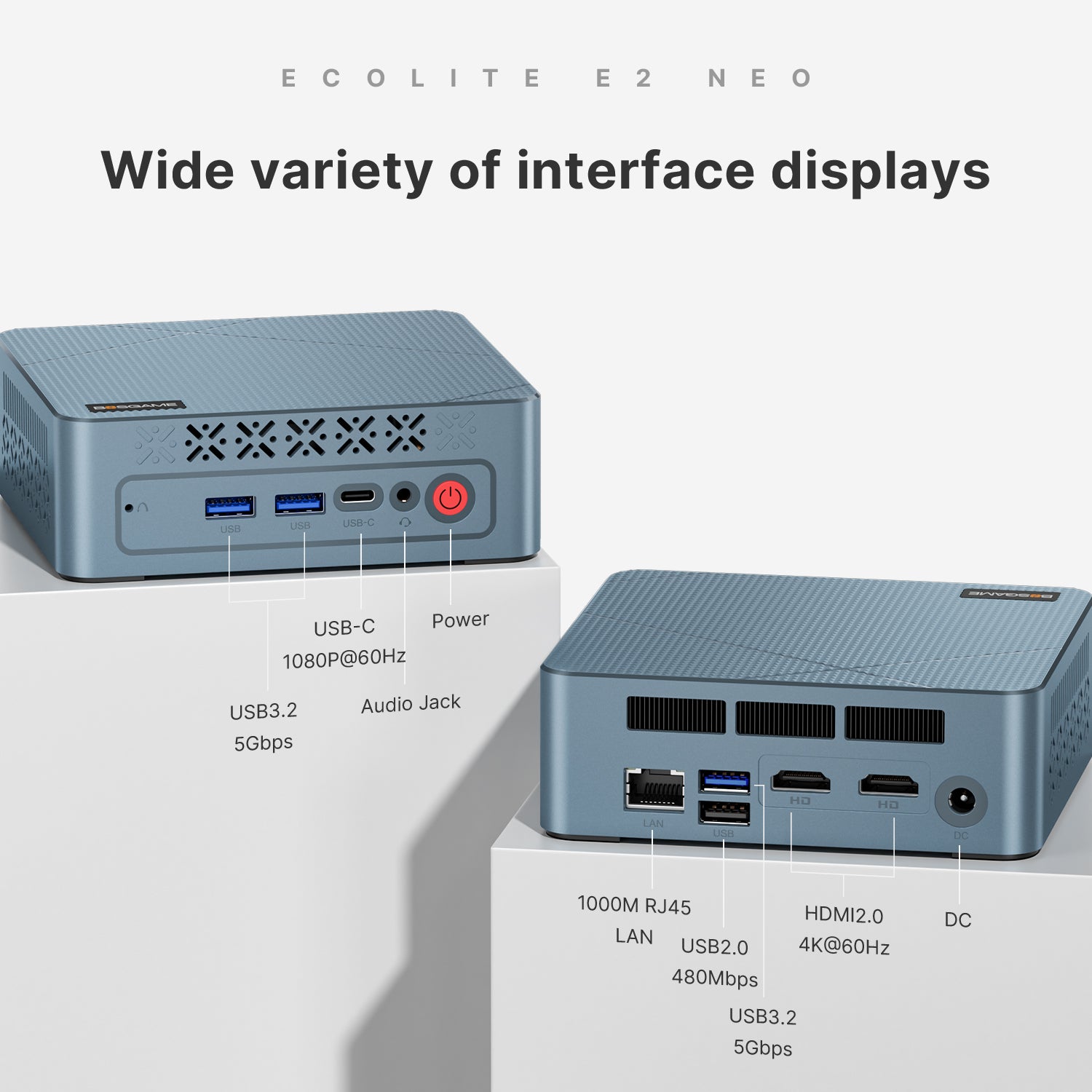 BOSGAME E2 NEO Mini PC  AMD Ryzen 5 3500U (up to 3.7GHz), 16GB DDR4 RAM 512GB NVMe SSD, 4K Triple Display via Dual HDMI & USB-C, WiFi 5, BT 5.0, Mini Enterprise Office Desktop Computer