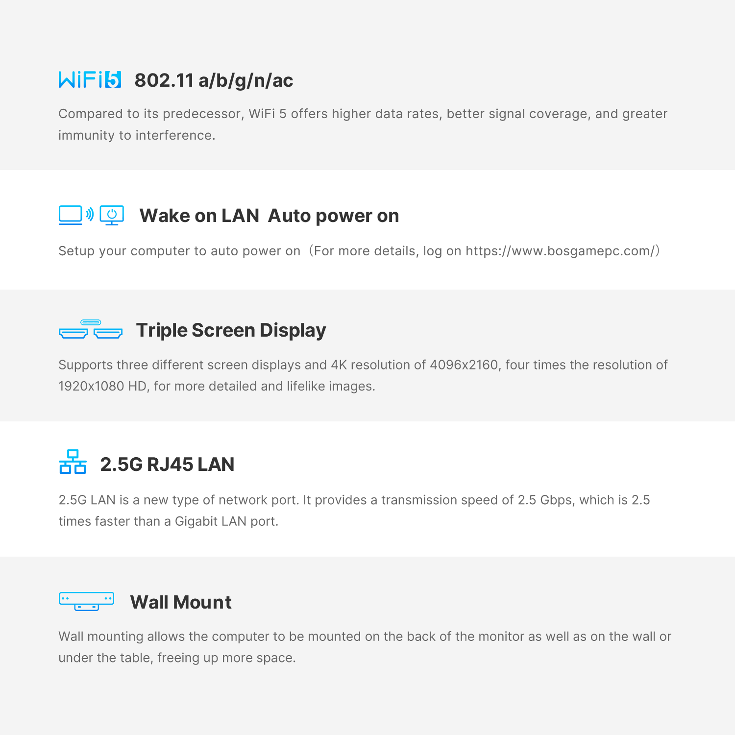 BOSGAME Intel  Mini PC E3 16GB+512GB