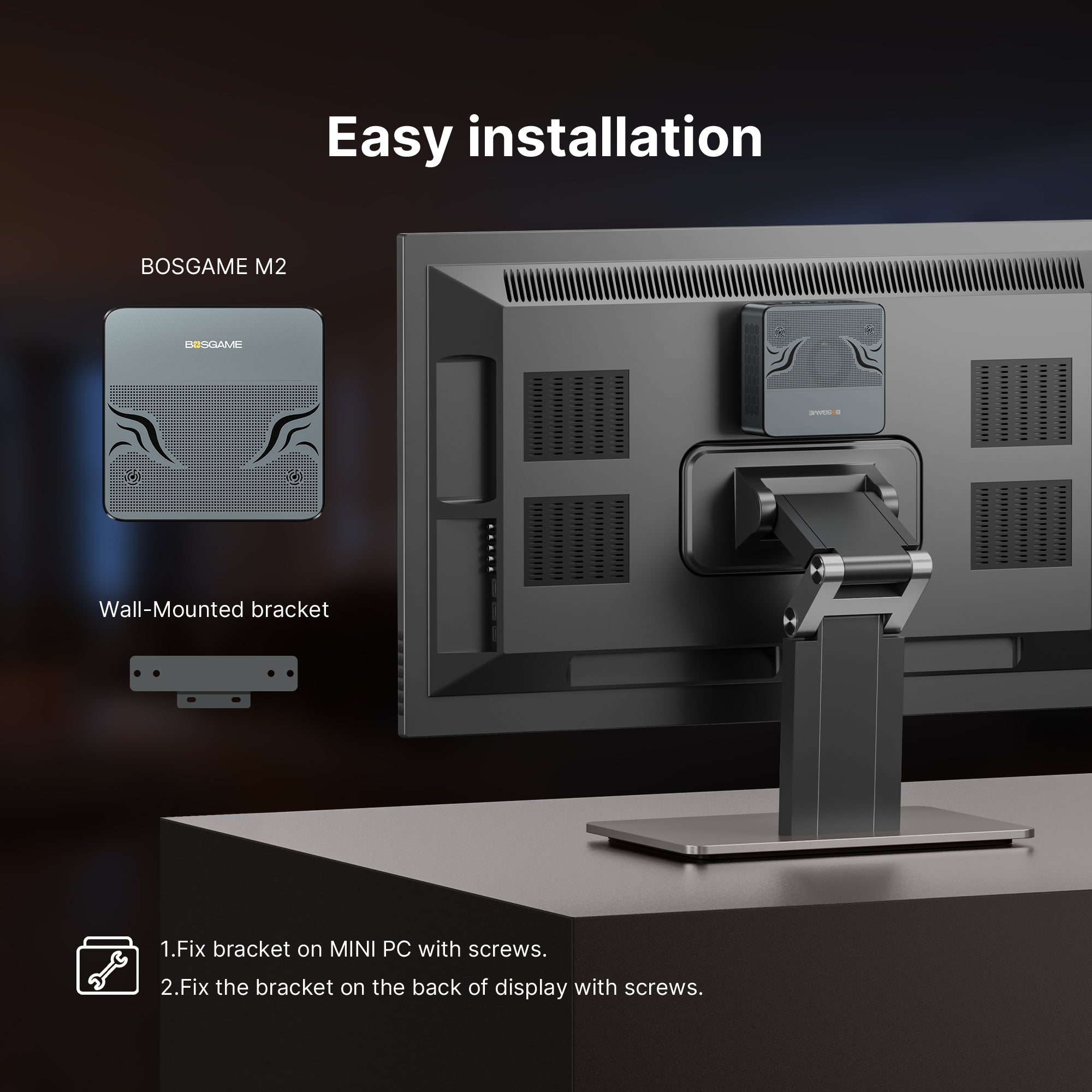BOSGAME Mini Gaming PC M2, Bulit in Speaker, Powred by AMD Ryzen 9 7940HS Processor, 32GB DDR5 1TB NVMe SSD