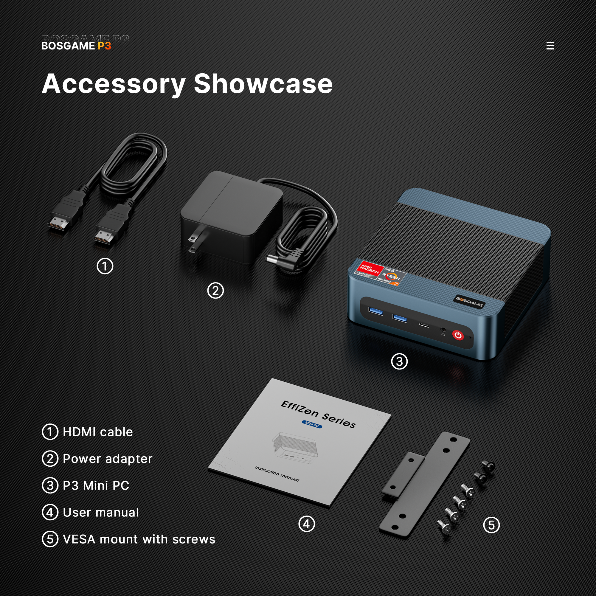 BOSGAME Mini Gaming PC P3Lite,  AMD Ryzen 7 6800H 24GB DDR5 1TB NVMe SSD